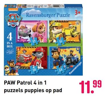 Aanbiedingen Paw patrol 4 in 1 puzzels puppies op pad - Ravensburger - Geldig van 04/10/2020 tot 06/12/2020 bij Multi Bazar