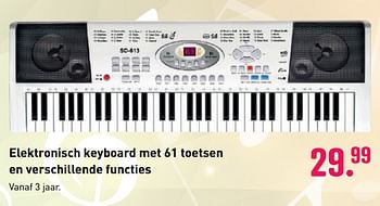 Aanbiedingen Elektronisch keyboard met 61 toetsen en verschillende functies - Huismerk - Multi Bazar - Geldig van 04/10/2020 tot 06/12/2020 bij Multi Bazar
