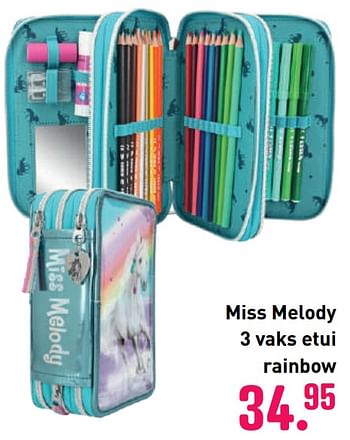 Aanbiedingen Miss melody 3 vaks etui rainbow - Miss Melody - Geldig van 04/10/2020 tot 06/12/2020 bij Multi Bazar