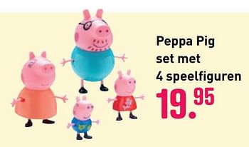 Aanbiedingen Peppa pig set met 4 speelfiguren - Peppa  Pig - Geldig van 04/10/2020 tot 06/12/2020 bij Multi Bazar