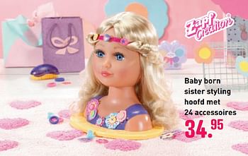 Aanbiedingen Baby born sister styling hoofd met 24 accessoires - Zapf creation - Geldig van 04/10/2020 tot 06/12/2020 bij Multi Bazar