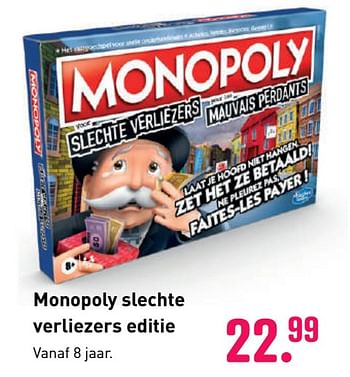 Aanbiedingen Monopoly slechte verliezers editie - Hasbro - Geldig van 04/10/2020 tot 06/12/2020 bij Multi Bazar