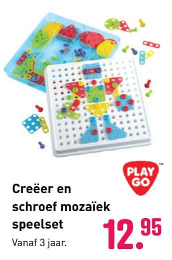 Aanbiedingen Creëer en schroef mozaïek speelset - Play-Go - Geldig van 04/10/2020 tot 06/12/2020 bij Multi Bazar