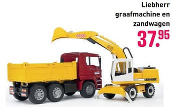 Aanbiedingen Liebherr graafmachine en zandwagen - Bruder - Geldig van 04/10/2020 tot 06/12/2020 bij Multi Bazar