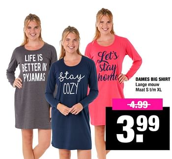 Aanbiedingen Dames big shirt - Huismerk - Big Bazar - Geldig van 05/10/2020 tot 18/10/2020 bij Big Bazar