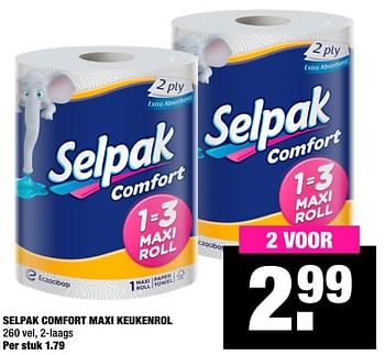 Aanbiedingen Selpak comfort maxi keukenrol - Selpak - Geldig van 05/10/2020 tot 18/10/2020 bij Big Bazar