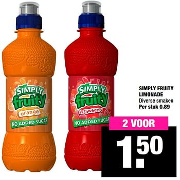 Aanbiedingen Simply fruity limonade - Simply - Geldig van 05/10/2020 tot 18/10/2020 bij Big Bazar
