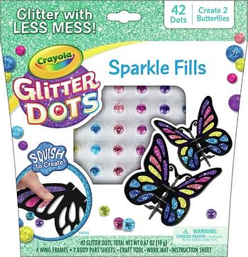 Aanbiedingen Glitter Dots 3D Mozaïeken Vlinders - Crayola - Geldig van 10/10/2020 tot 01/11/2020 bij ToyChamp