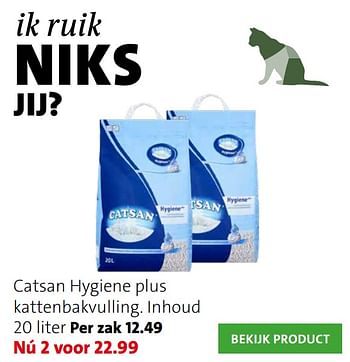 Aanbiedingen Catsan hygiene plus kattenbakvulling - Catsan - Geldig van 12/10/2020 tot 18/10/2020 bij Intratuin