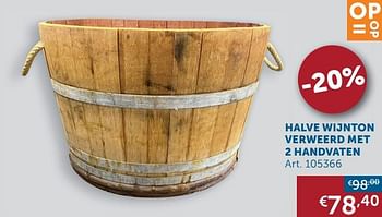 Aanbiedingen Halve wijnton verweerd met 2 handvaten - Geldig van 20/10/2020 tot 16/11/2020 bij Zelfbouwmarkt