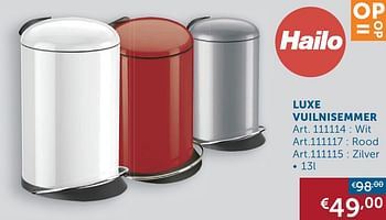 Aanbiedingen Luxe vuilnisemmer - Hailo - Geldig van 20/10/2020 tot 16/11/2020 bij Zelfbouwmarkt
