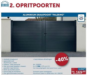 Aanbiedingen Opritpoorten aluminium draaipoort palermo - Geldig van 20/10/2020 tot 16/11/2020 bij Zelfbouwmarkt