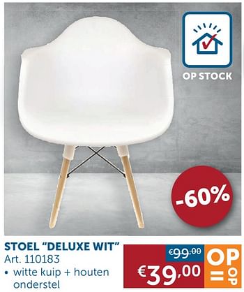 Aanbiedingen Trendy meubilair stoel deluxe wit - Geldig van 20/10/2020 tot 16/11/2020 bij Zelfbouwmarkt