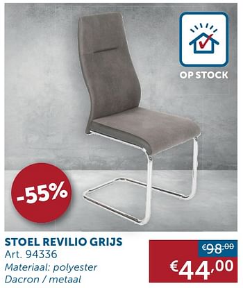 Aanbiedingen Trendy meubilair stoel revilio grijs - Geldig van 20/10/2020 tot 16/11/2020 bij Zelfbouwmarkt
