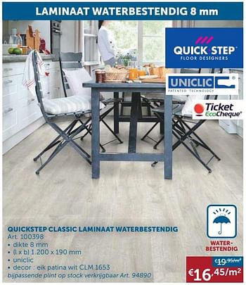 Aanbiedingen Quickstep classic laminaat waterbestendig - QuickStep - Geldig van 20/10/2020 tot 16/11/2020 bij Zelfbouwmarkt