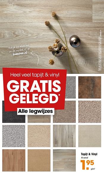 Aanbiedingen Tapijt + vinyl - Huismerk - Kwantum - Geldig van 26/10/2020 tot 08/11/2020 bij Kwantum