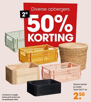 Aanbiedingen Diverse opbergers 50% korting - Huismerk - Kwantum - Geldig van 26/10/2020 tot 08/11/2020 bij Kwantum