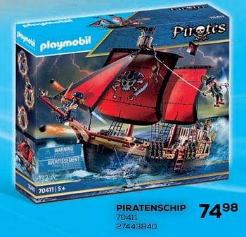 Aanbiedingen Piratenschip 70411 - Playmobil - Geldig van 21/10/2020 tot 08/12/2020 bij Supra Bazar