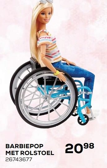 Aanbiedingen Barbiepop 2998 met rolstoel - Mattel - Geldig van 21/10/2020 tot 08/12/2020 bij Supra Bazar