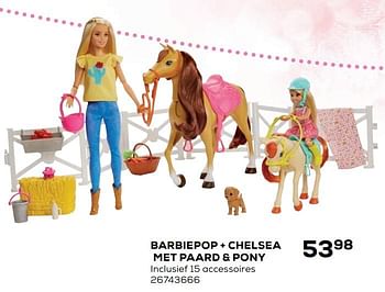Aanbiedingen Barbiepop + chelsea met paard + pony - Mattel - Geldig van 21/10/2020 tot 08/12/2020 bij Supra Bazar