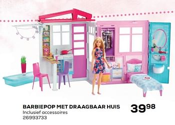 Aanbiedingen Barbiepop met draagbaar huis - Mattel - Geldig van 21/10/2020 tot 08/12/2020 bij Supra Bazar