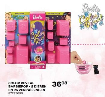 Aanbiedingen Color reveal barbiepop + 2 dieren en 25 verrassingen - Mattel - Geldig van 21/10/2020 tot 08/12/2020 bij Supra Bazar
