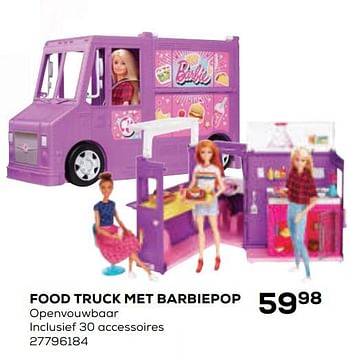Aanbiedingen Food truck met barbiepop - Mattel - Geldig van 21/10/2020 tot 08/12/2020 bij Supra Bazar