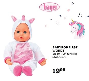 Aanbiedingen Babypop first words - Bayer - Geldig van 21/10/2020 tot 08/12/2020 bij Supra Bazar