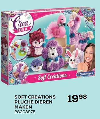 Aanbiedingen Soft creations pluche dieren maken - Clementoni - Geldig van 21/10/2020 tot 08/12/2020 bij Supra Bazar