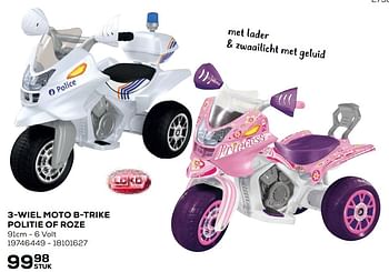 Aanbiedingen 3-wiel moto b-trike politie of roze - Loko toys - Geldig van 21/10/2020 tot 08/12/2020 bij Supra Bazar