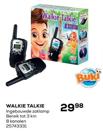 Aanbiedingen Walkie talkie - Buki France - Geldig van 21/10/2020 tot 08/12/2020 bij Supra Bazar