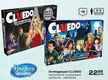 Aanbiedingen Strategiespel cluedo - Hasbro - Geldig van 21/10/2020 tot 08/12/2020 bij Supra Bazar