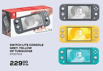 Aanbiedingen Switch lite console grey, yellow of turquoise - Nintendo - Geldig van 21/10/2020 tot 08/12/2020 bij Supra Bazar