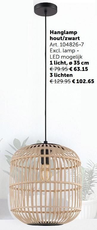 Aanbiedingen Botanisch hanglamp hout-zwart - Geldig van 03/11/2020 tot 30/11/2020 bij Zelfbouwmarkt
