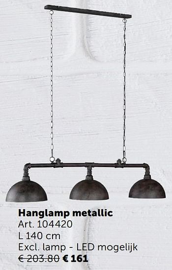 Aanbiedingen Hanglamp metallic - Geldig van 03/11/2020 tot 30/11/2020 bij Zelfbouwmarkt