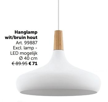 Aanbiedingen Scandinavisch hanglamp wit-bruin hout - Geldig van 03/11/2020 tot 30/11/2020 bij Zelfbouwmarkt