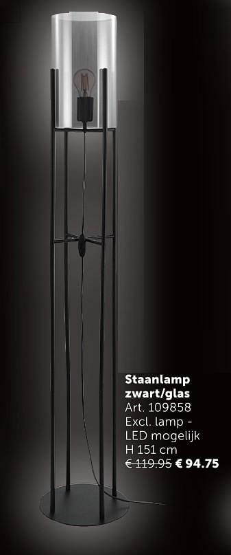 Aanbiedingen Staanlamp zwart-glas - Geldig van 03/11/2020 tot 30/11/2020 bij Zelfbouwmarkt
