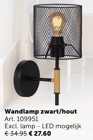 Aanbiedingen Wandlamp zwart-hout - Geldig van 03/11/2020 tot 30/11/2020 bij Zelfbouwmarkt