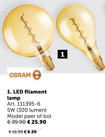 Aanbiedingen Led filament lamp - Osram - Geldig van 03/11/2020 tot 30/11/2020 bij Zelfbouwmarkt