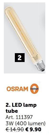 Aanbiedingen Led lamp tube - Osram - Geldig van 03/11/2020 tot 30/11/2020 bij Zelfbouwmarkt