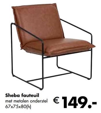 Aanbiedingen Sheba fauteuil met metalen onderstel - Huismerk - Multi Bazar - Geldig van 02/11/2020 tot 30/11/2020 bij Multi Bazar