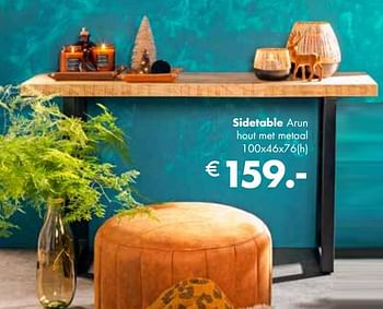 Aanbiedingen Sidetable arun hout met metaal - Huismerk - Multi Bazar - Geldig van 02/11/2020 tot 30/11/2020 bij Multi Bazar
