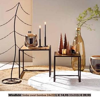 Aanbiedingen Windlicht simba zwart bamboe - Huismerk - Multi Bazar - Geldig van 02/11/2020 tot 30/11/2020 bij Multi Bazar