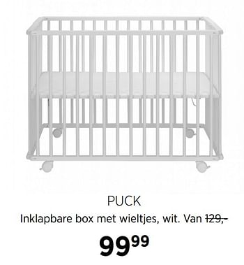 Aanbiedingen Puck inklapbare box met wieltjes, wit - Puck - Geldig van 20/10/2020 tot 16/11/2020 bij Babypark