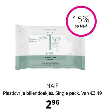 Aanbiedingen Naif plasticvrije billendoekjes. single pack - Naif - Geldig van 20/10/2020 tot 16/11/2020 bij Babypark