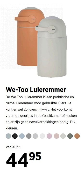 Aanbiedingen We-too luieremmer - We-Too - Geldig van 20/10/2020 tot 16/11/2020 bij Babypark