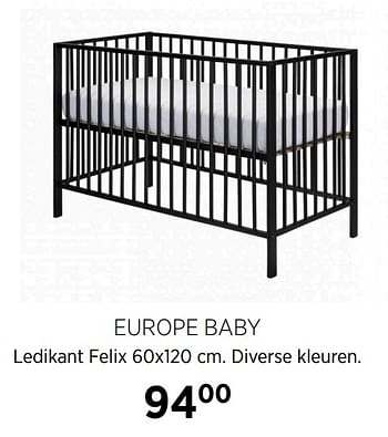 Aanbiedingen Europe baby ledikant felix diverse kleuren - Europe baby - Geldig van 20/10/2020 tot 16/11/2020 bij Babypark