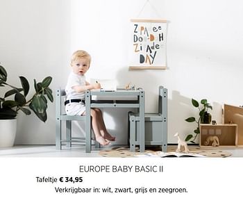 Aanbiedingen EUROPE BABY BASIC II Tafeltje - Europe baby - Geldig van 20/10/2020 tot 16/11/2020 bij Babypark