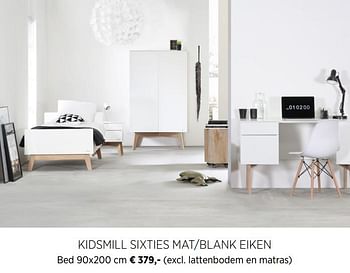 Aanbiedingen Kidsmill sixties mat/blank eiken bed - Kidsmill - Geldig van 20/10/2020 tot 16/11/2020 bij Babypark