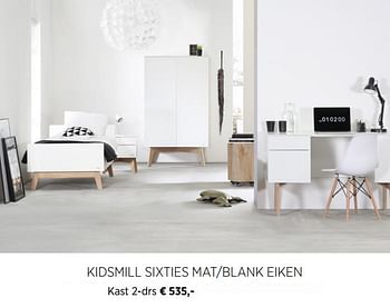 Aanbiedingen Kidsmill sixties mat/blank eiken Kast 2-drs - Kidsmill - Geldig van 20/10/2020 tot 16/11/2020 bij Babypark